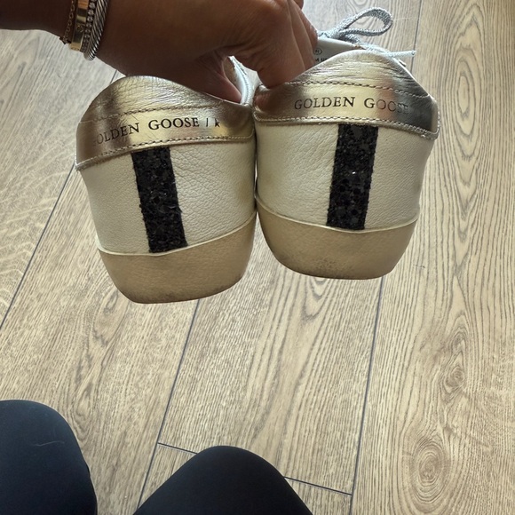 Golden Goose Silver Glitter Sneakers with Leopard Detail - Picture 4 of 9